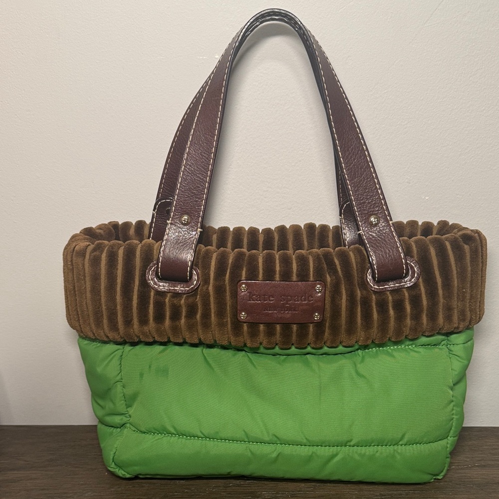 Kate Spade Green Tote with Brown Trim